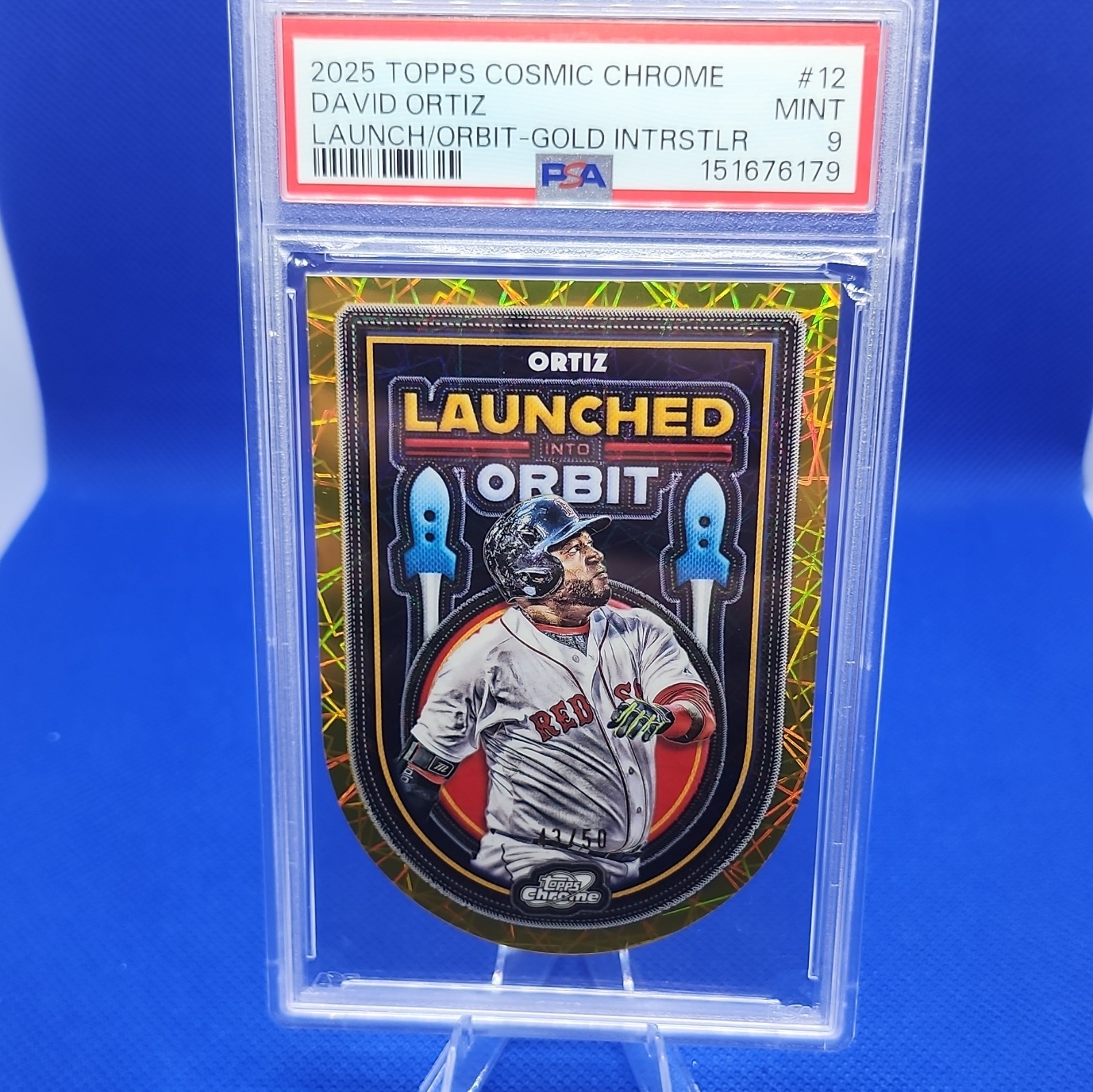 Topps 2025 Cosmic Chrome David Ortiz Launched Into Orbit LIO-12 Gold /50 PSA 9 view 1