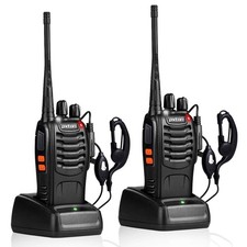 Long Range Rechargeable Two-Way Radios with Earpieces and Flashlight 2 Pack 