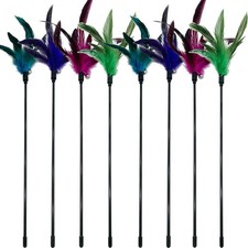 Cat Wand Toy Feather Stick Cat Toys, 8 Pieces Interactive Cat Toy Feathers Wa...
