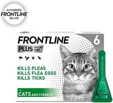Image of FRONTLINE Spot On Plus Flea & Tick Treatment For Cats And Ferrets 6 Pipettes UK.