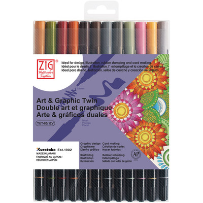 ZIG Art & Graphic Twin Pen 12 Colour Set ''Muted''