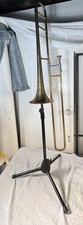 Trombone vintage H&A Selmer Bundy en laiton avec support