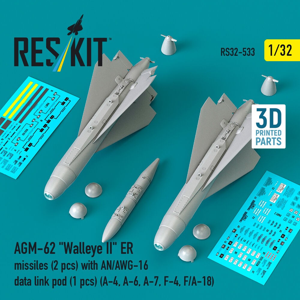 ResKit RS32-0533 1:32 AGM-62 Walleye II ER Missiles with AN/AWG-16 Dat (2 pcs)