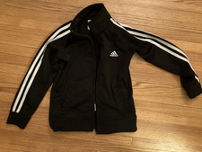 Adidas Jacket Youth 6 Black White Full Zip Track Embroidered Girls Boys