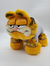 Garfield Plush In My Favorite Slippers Blue Pajamas 1981 12" Vintage Dakin