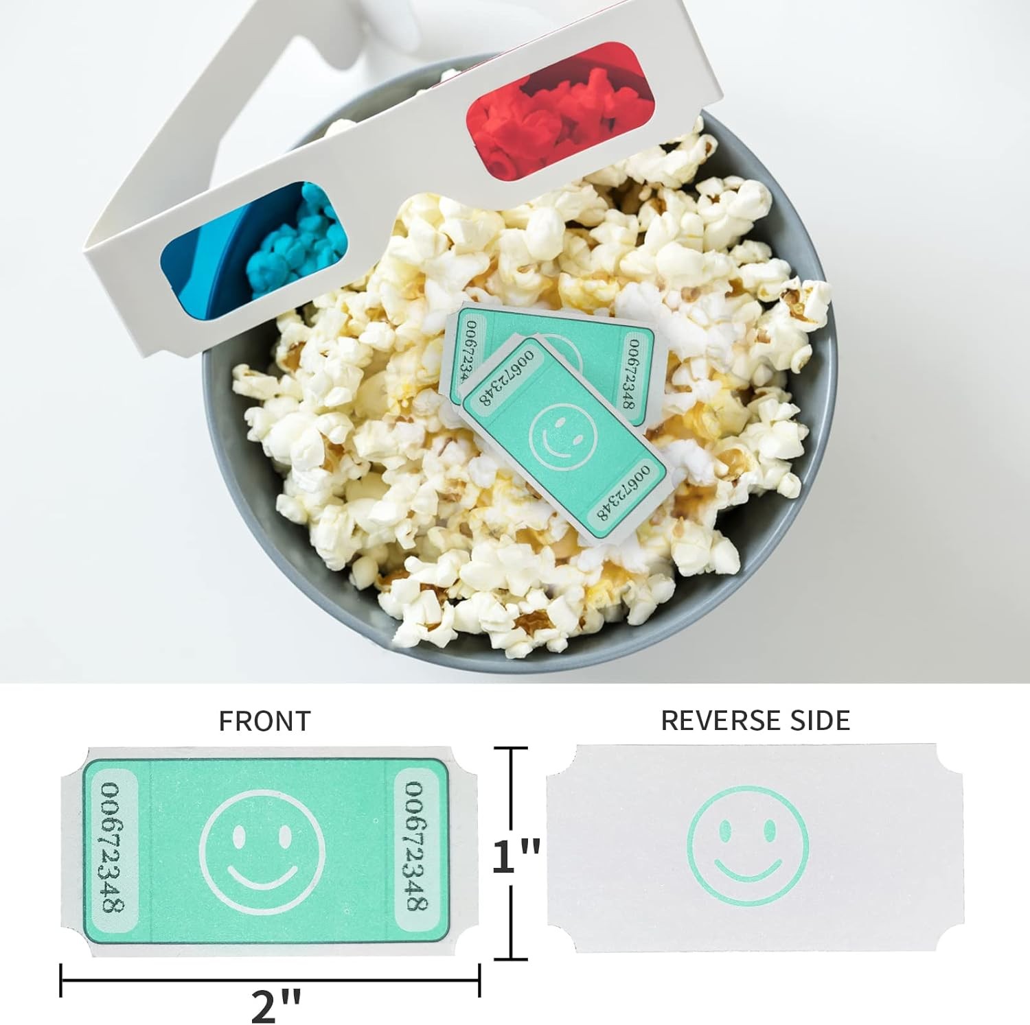 Raffle Tickets Green Single Roll 1x2 Inch 1000 Count Smiley Face ...