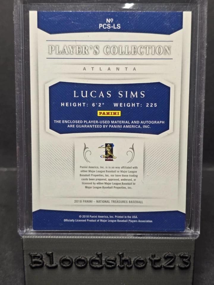 2018 Panini National Treasures -  Lucas Sims #PCS-LS /99 (AU, MEM, RC) - Image 2 of 4