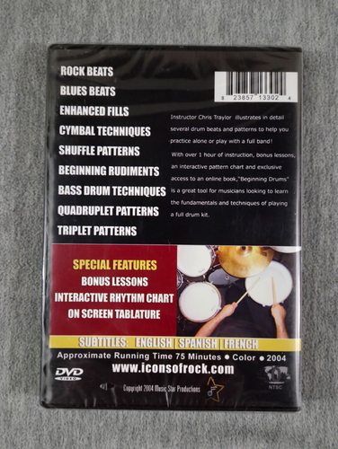 Beginning Drums DVD Essential Grooves Beats & Fills 2004 Chris Traylor NEW - Imagen 2 de 4