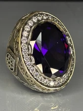 Amethyst 925 Sterling Silver Bishop Ring: Gothic Christian Statement Jewelry