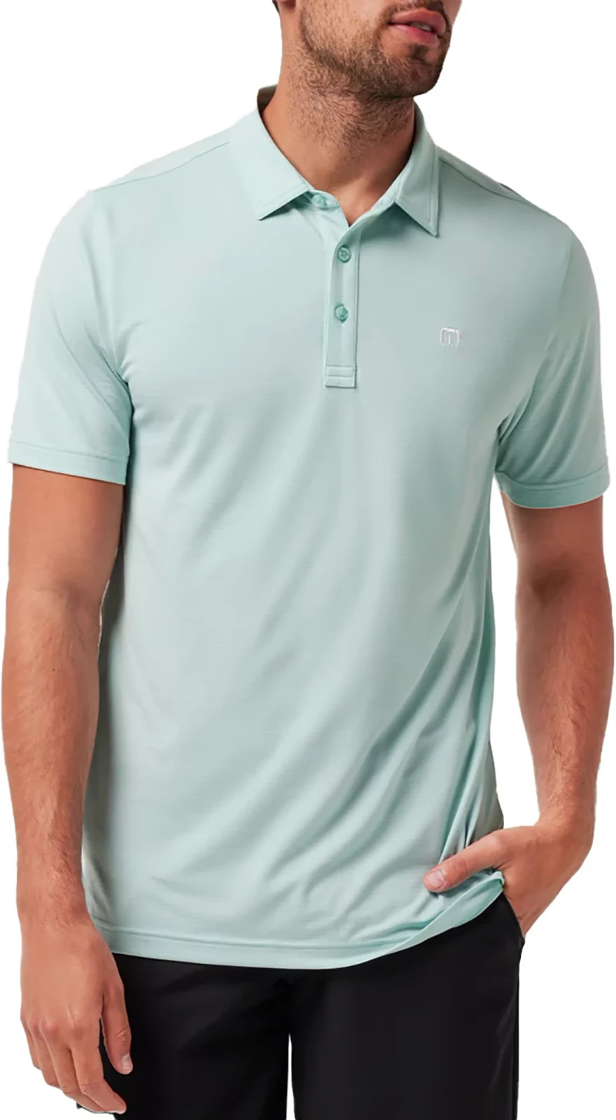 Travis Mathew Men's 'The Heater' Short Sleeve Golf Polo (Eggshell Blue)