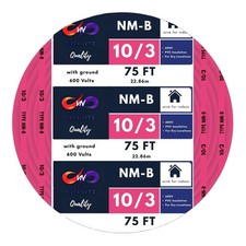 10/3 NM-B Copper Electrical Gauge Sheathed Cable Residential Indoor Pink 75ft