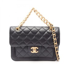 Chanel Matelasse Small Flap 2Way Lambskin Shoulder Bag Women Black One Size