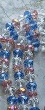 Vintage Crystal Faceted Bead Pastel Pink & Bl...