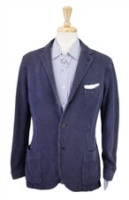 Loro Piana Navy Blue Knit Woven 100 Silk Slub Patch Pocket Blazer 38S