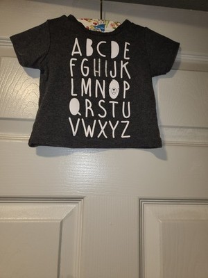 Emily and Oliver Baby Alphabet Shirt Gray Tee 3-6 Months Unisex