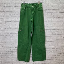 Y2K Cargo Wide Leg Pants Hiking Women X-Small Green Utility Streetwear Gorpcore