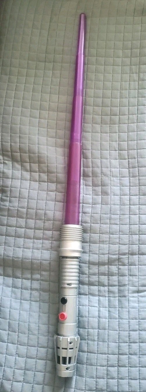 Star wars telescoping lightsaber purple jedi mace windu 2002 hasbro working
