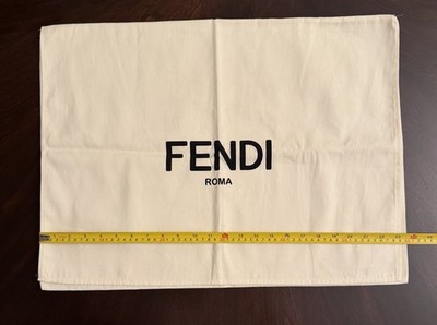 Fendi Roma Beige Dustbag Women s Designer Solid Logo flap over Pouch 24 x17 