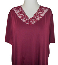Neu Little Rose Bigshirt/Nachthemd  Gr. XXL Bordeaux/Wein-Rot/Beere mit Spitze