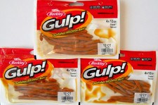 Lot of 3 BERKLEY GULP 4" CRAWLER in NATURAL color (12 baits per pack)