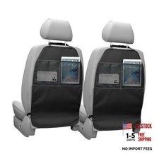 2 PCS Back Seat Cover for Kids, Car Kick Mat Seat Protector with 2 Storage