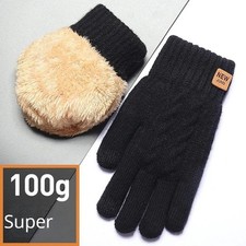 Fleece Lined Winter Gloves Black Cable Knit Touchscreen Fashion Gloves