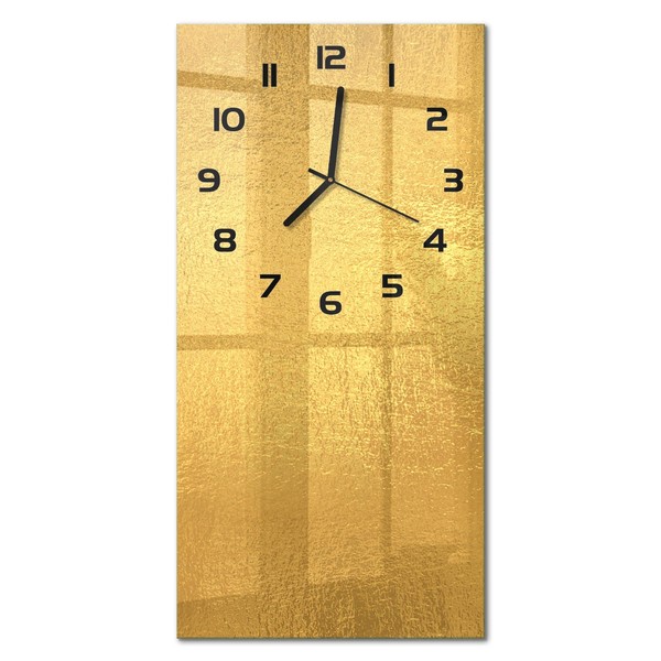 Glasuhr Glas-Wanduhr Aus Glas Goldfolien-Hintergrund Schwarze Zeiger 30X60 Cm-image