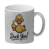 Mittelfinger Ente Duck YOU Glitzer-Kaffeebecher