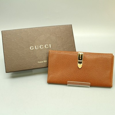 GUCCI Old Gucci Leather Long Wallet with Link Hardware