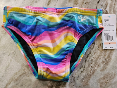 Speedo Eco Endurance REPREVE Vibe Collection Rainbow Swim Brief Sz 28 FREE SHIP