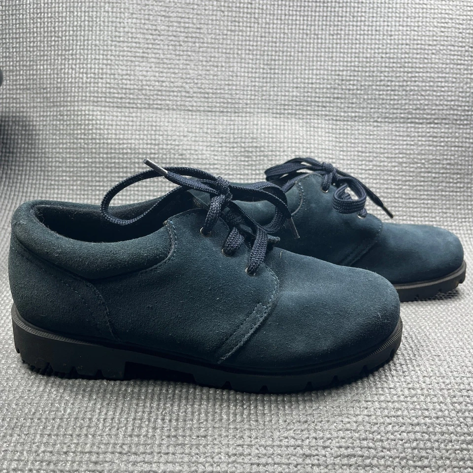 Zapatos Oxford Lands' End para mujer talla 7B azul marino gamuza cuero cómodos con cordones Foto 4 de 4