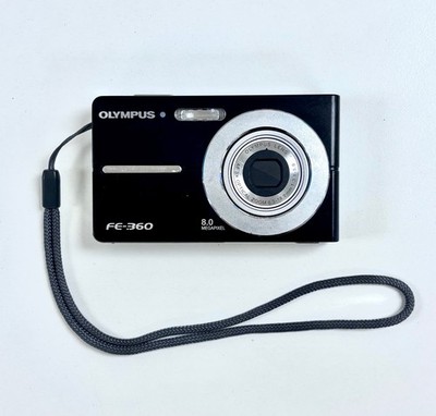 BLACK Olympus FE-360 8.0 MP Vintage Digital Camera - Tested & Working