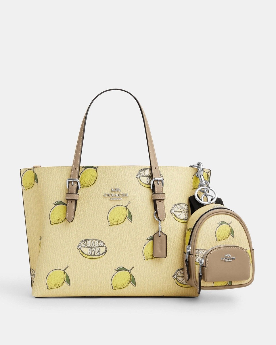 Coach Mini Court Backpack Bag Charm with Lemon Print CAP03 NWT | eBay