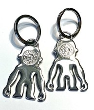 NUEVO SIN ETIQUETAS 2 Dos KIPLING Plano Plata Metal Monos Llavero Anillo Bolso Dije Llavero