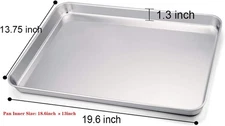 Baking Sheet 20’’×14’’×1’’ Cookie Sheet Baking Pans Stainless Steel 2 Pieces