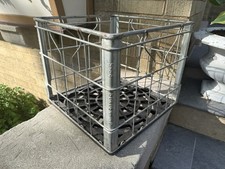 Vtg 1984 Metal Wire Milk Crate w Plastic Bottom 12.5  sq 11" tall BORDEN