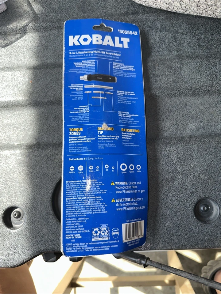 Kobalt 9-in-1 Ratcheting Screwdriver Set Diamond Tip 5055542 Multi-Bit NEW - Image 2 of 2