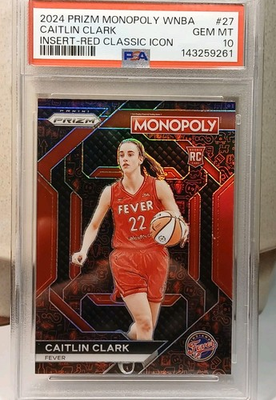 #ad 2024 PANINI PRIZM MONOPOLY WNBA #27 CAITLIN CLARK RC RED ICONS PSA 10 Gem 💎 $249.00
