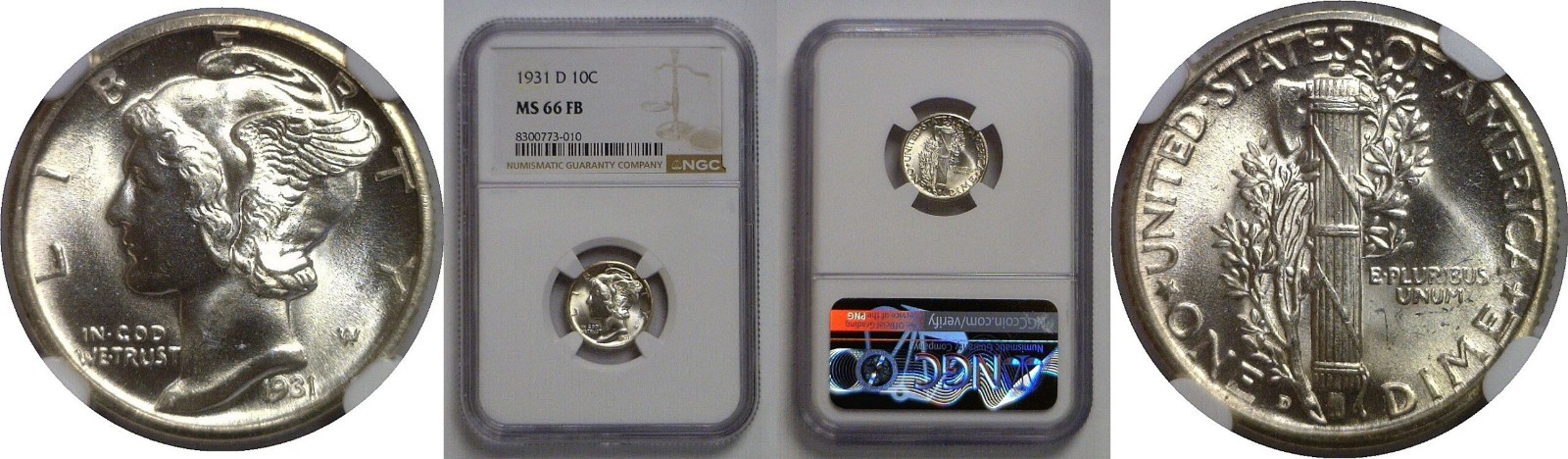 1931-D Mercury Dime NGC MS-66 FB