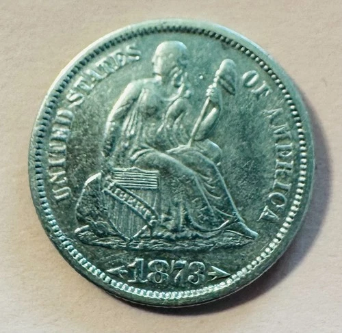 Very Rare 1873 Seated Liberty Dime with Arrows Choice AU++