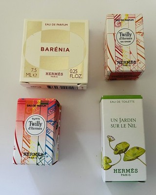 HERMES Barenia/Twilly Tutti/Twilly Eau Ginger/Un Jardin Sur Le Nil 4 pc Mini Set