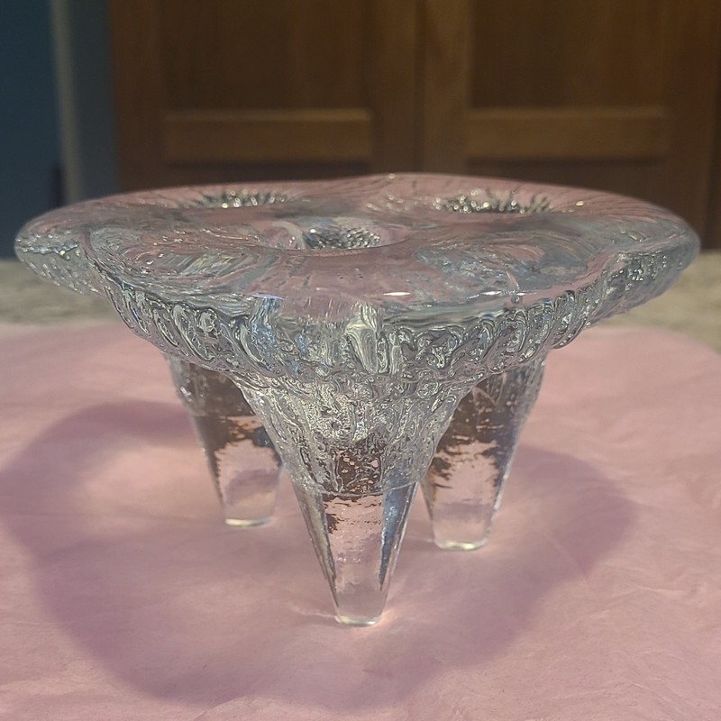 Clear Glass Candle Holder Stand, 3-Taper candles fit, leaded