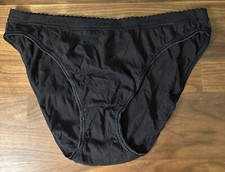 Vintage Danskin Hi Cut Panties Cotton Black Size 8 Scallop Waist
