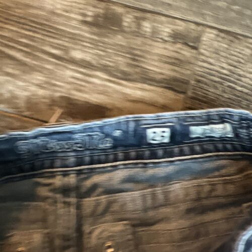 Miss Me 25 JP5810P Cuffed Capri Cropped Blue Denim Jeans Jewel Flap Back Pockets - Picture 6 of 11