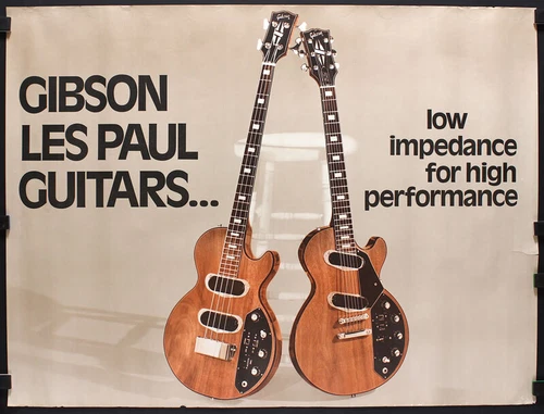 Gibson Les Paul Bass and Guitar Vintage Music Store Promo Poster