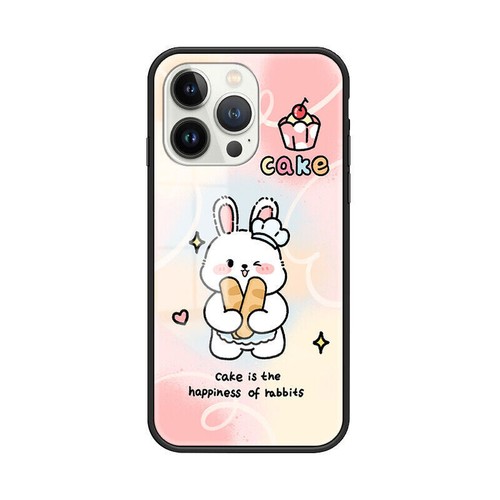 Luxury Tempered Glass Rabbit Cat Cover Case For 15 14 13 12 11 Pro Max XR 7 8 - Picture 4 of 33