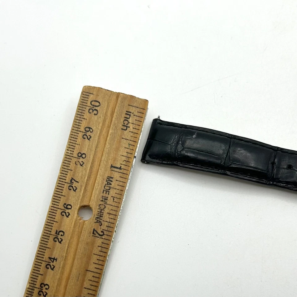 Correa de reloj Michele de cuero de cocodrilo negro en relieve bolsa de 18 mm Foto 3 de 4