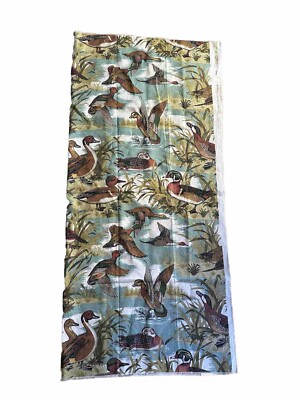 VTG HEAVY NOVELTY WILDLIFE MALLARD DUCK BIRD WATER FOWL POND LINEN DECOR FABRIC