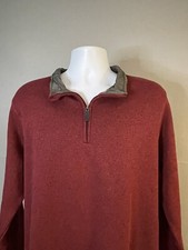 Wrangler Authentics Men's Size L Red Long Sleeve 1/4 Zip Pullover Sweater