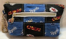 Kansas City Chiefs & Royals Logo quilt cotton fabric bag clutch purse Etc Gold